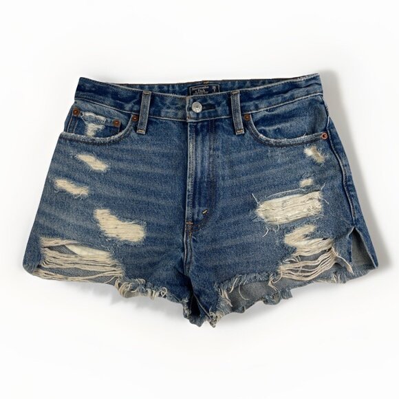 Abercrombie & Fitch Denim Shorts Size 26/2 Annie High Rise Distressed Cut Off - Picture 1 of 16